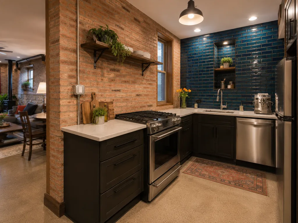 Blue-tile kitchen