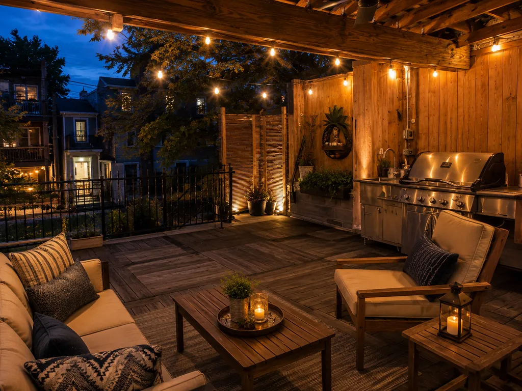Terrace at night