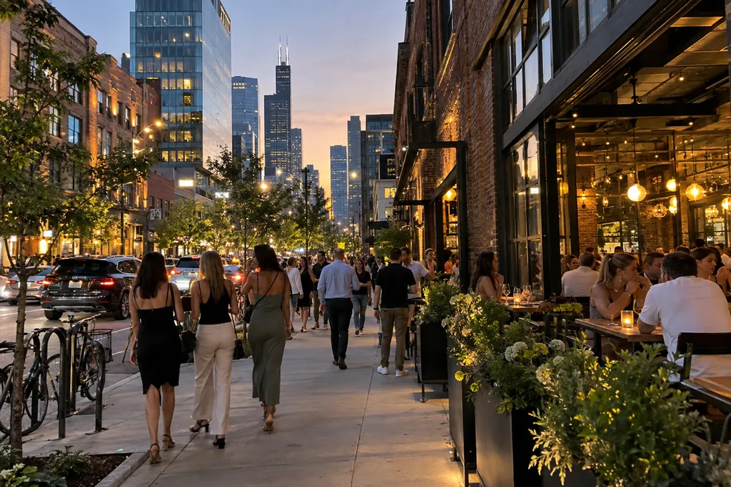 Chicago street at dusk
