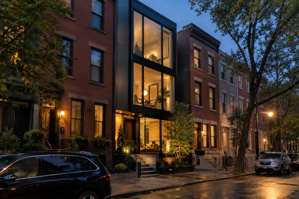 Chicago residential street at dusk